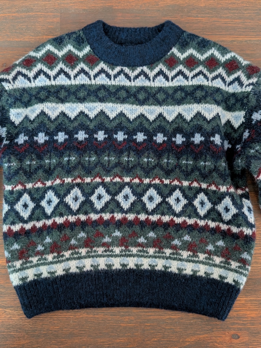 Zara Kids Fair Isle Sweater in Navy, Green & Burgundy